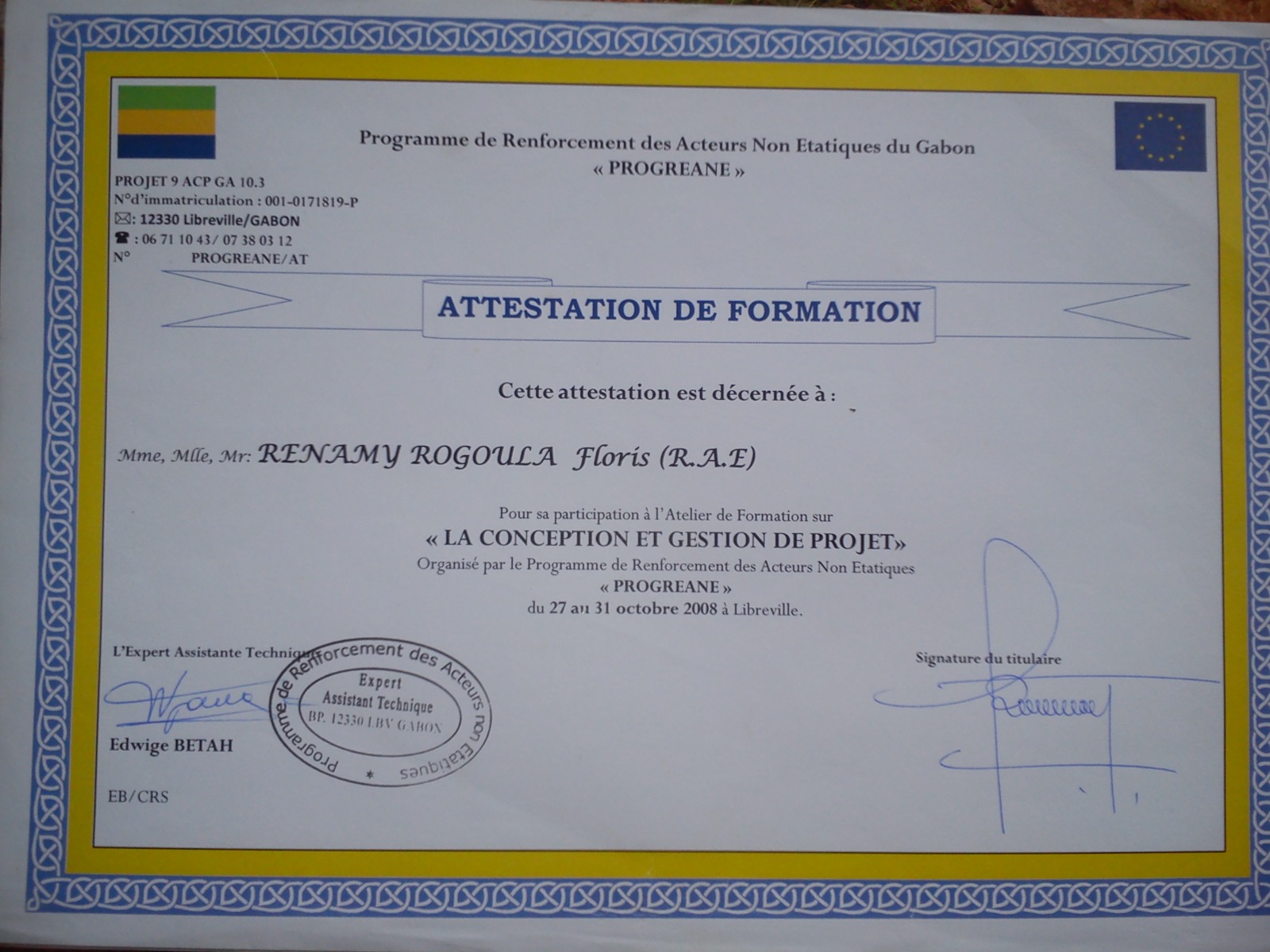 Conception Gestion Projet PROGREANE